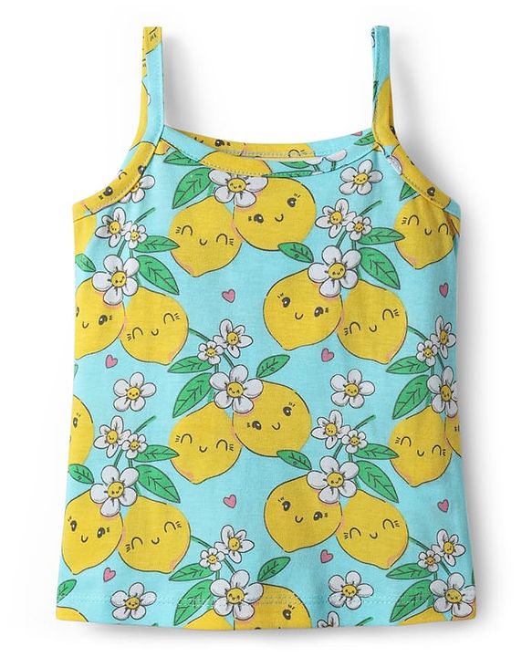 Babyhug 100% Cotton Single Jersey Knit Sleeveless Antibacterial Slips With Floral & Polka Dot Print Pack Of 3 - Pink Yellow & Light Blue