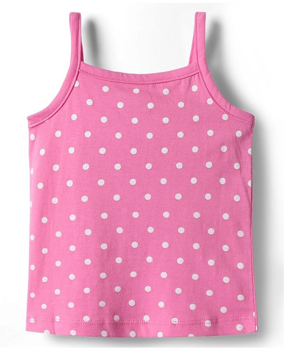 Babyhug 100% Cotton Single Jersey Knit Sleeveless Antibacterial Slips With Floral & Polka Dot Print Pack Of 3 - Pink Yellow & Light Blue