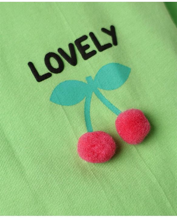 Babyhug Cotton Knit Half Sleeves T-Shirt with Front & Back Fruit Print - Light Green