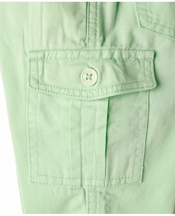 Babyhug Twill Full Length Solid Colour Trouser With Stretch & Cargo Pockets - Mint