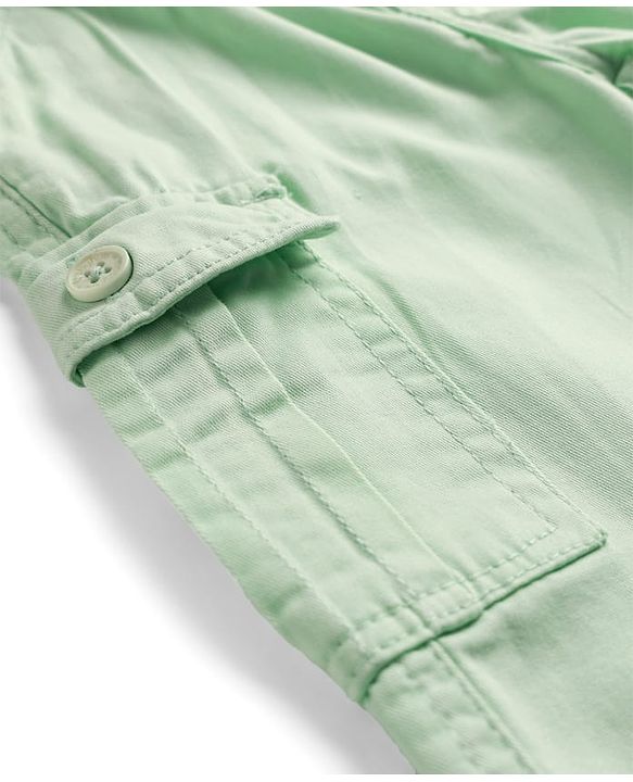 Babyhug Twill Full Length Solid Colour Trouser With Stretch & Cargo Pockets - Mint