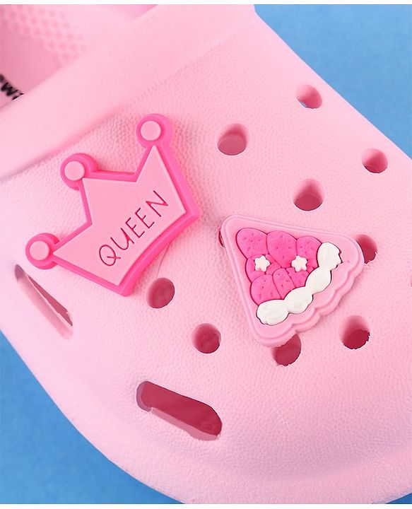 Cute Walk by Babyhug Velcro Closure Solid Coloured Clogs With Applique - Pink