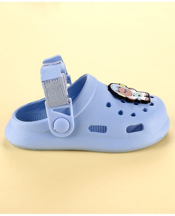 Cute Walk by Babyhug Clogs with Backstrap Velcro Closure Bear Applique - Light Blue