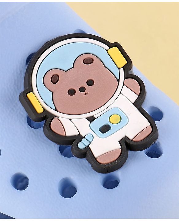 Cute Walk by Babyhug Clogs with Backstrap Velcro Closure Bear Applique - Light Blue