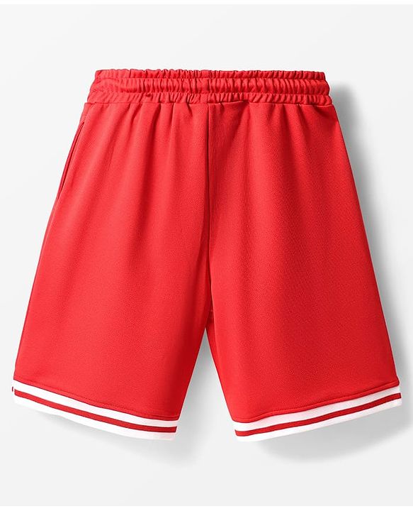 Pine Active Knit Knee Length Solid Color Shorts - Red