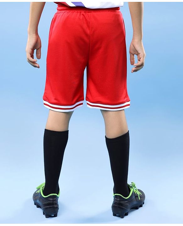 Pine Active Knit Knee Length Solid Color Shorts - Red