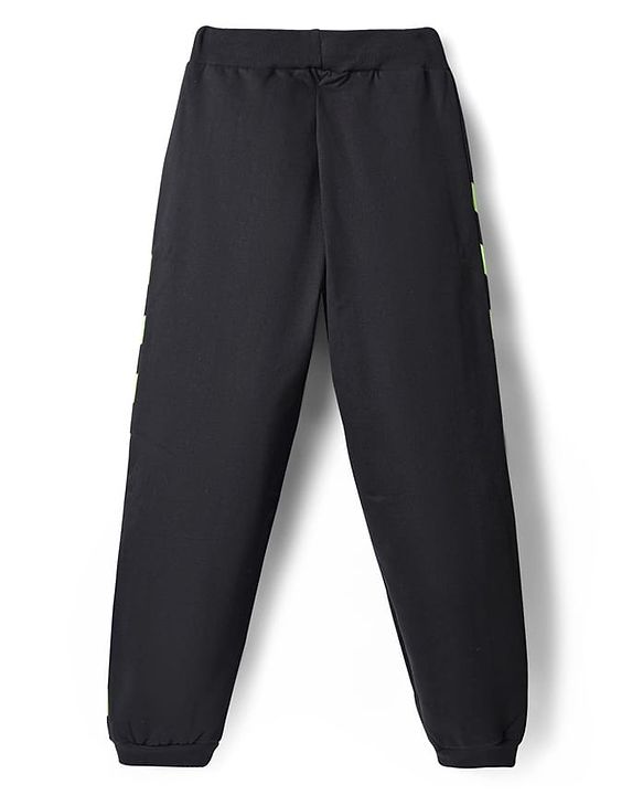 Pine Active Knit Full Length Super Stretch Cut & Sew Joggers with Text Puff Print - Black