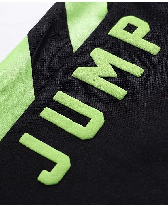 Pine Active Knit Full Length Super Stretch Cut & Sew Joggers with Text Puff Print - Black