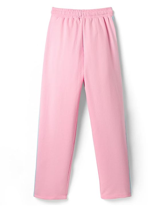 Pine Active Knit Full Length Super Stretch Track Pant With Color Block Design - Pink
