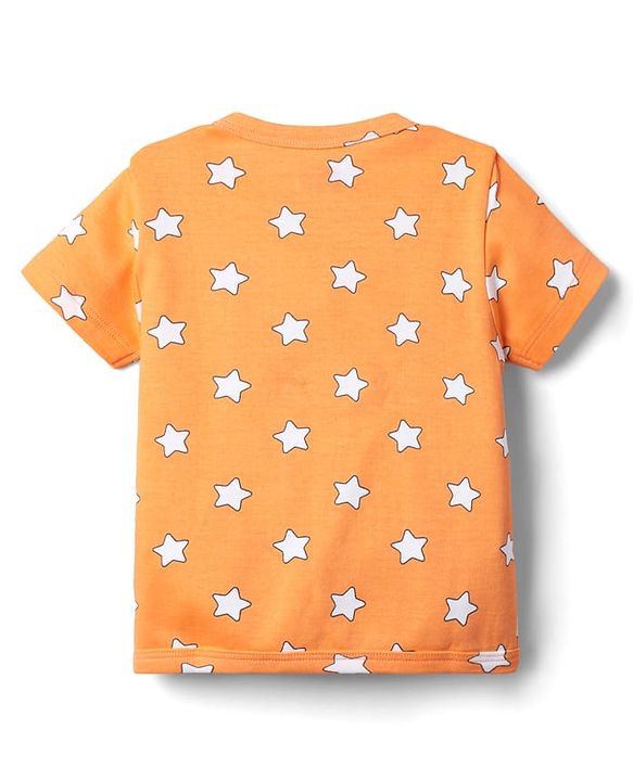 Babyhug 100% Cotton Knit Half Sleeves Animal & Star Printed Front Open jhablas Pack of 3 - Light Blue Orange & Yellow