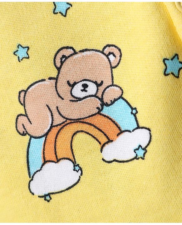 Babyhug 100% Cotton Knit Half Sleeves Animal & Star Printed Front Open jhablas Pack of 3 - Light Blue Orange & Yellow