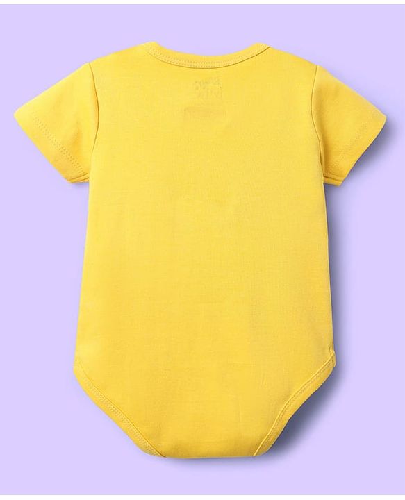 Babyhug Disney Interlock Knit Half Sleeves Oneises With Mickey Mouse And Family Graphic Pack Of 3 - Light Green White & Yellow