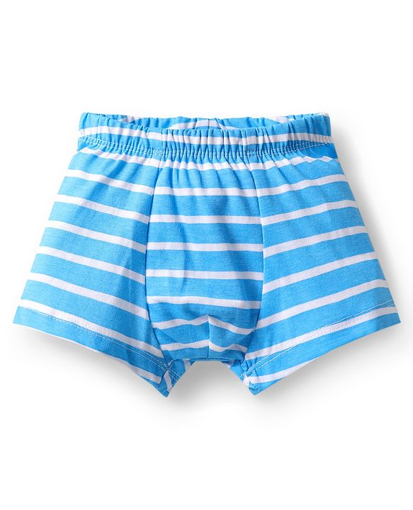 Babyhug 100% Cotton Single Jersey Knit Trunk With Stripes & Animal Print Pack Of 3 - Red Light Blue & Yellow