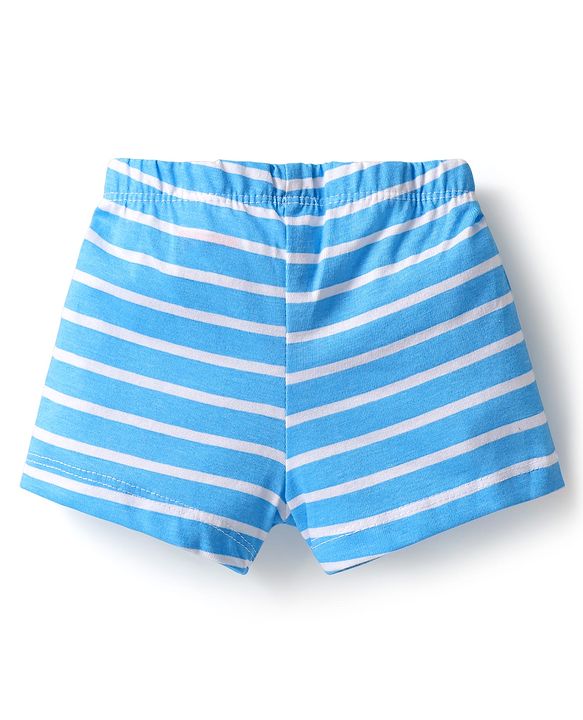 Babyhug 100% Cotton Single Jersey Knit Trunk With Stripes & Animal Print Pack Of 3 - Red Light Blue & Yellow