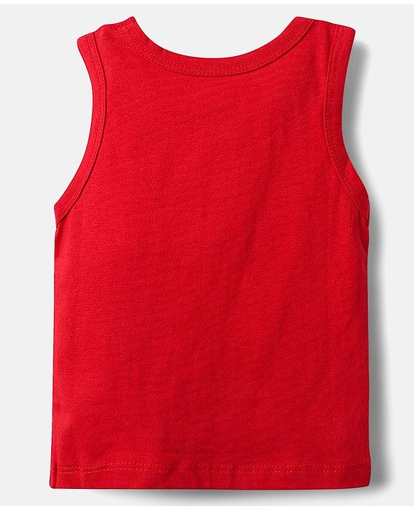 Babyhug 100% Cotton Single Jersey Knit Sleeveless Vests With Stripes & Animal Print Pack Of 3 - Red Light Blue & Yellow