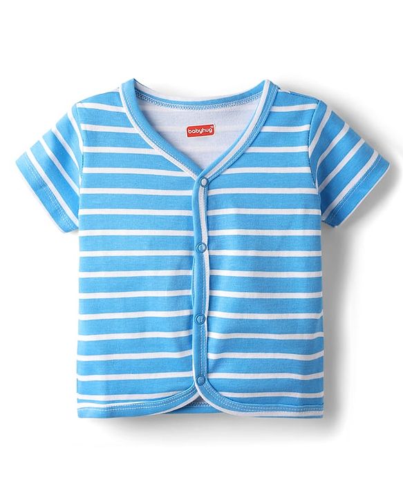Babyhug 100% Cotton Knit Half Sleeves Front Open Jhablas With Stripes & Animal Print Pack Of 3 - Red & Yellow
