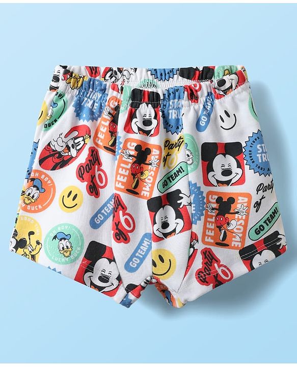 Babyhug Disney Single Jersey Knit Trunks With Mickey & Friends Graphics Pack of 3 - Yellow White & Sea Green