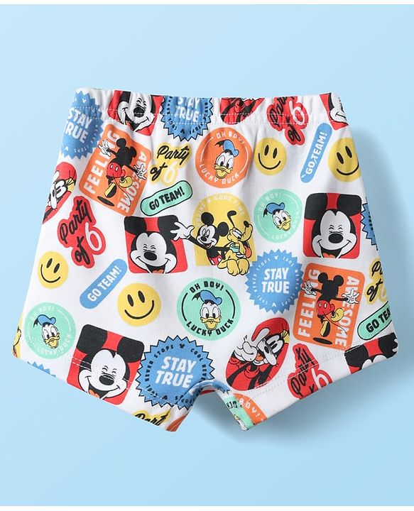 Babyhug Disney Single Jersey Knit Trunks With Mickey & Friends Graphics Pack of 3 - Yellow White & Sea Green