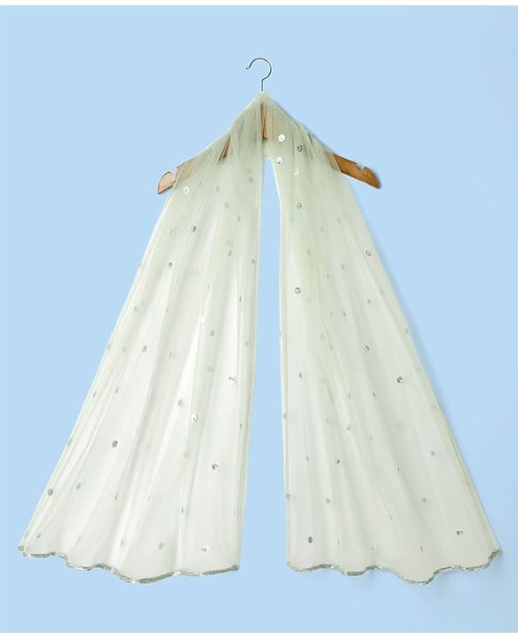 Babyhug Woven Three Fourth  Sleeves Choli And Lehenga Set With Dupatta  And Sequins Work With Lace Detailing - Mint