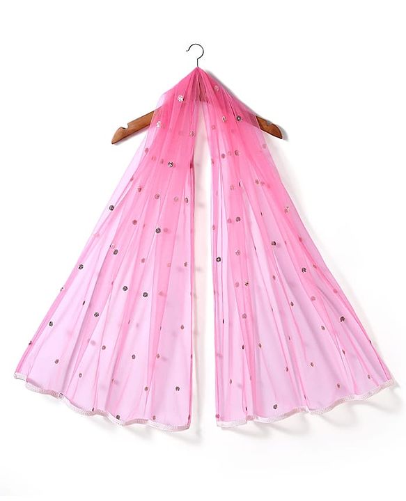 Babyhug Woven Sleeveless Choli And Lehenga Set With Dupatta And Floral Embroidery Sequins Work - Pink
