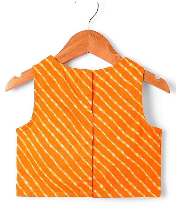 Babyhug Cotton Woven Sleeveless Choli Lehenga and Dupatta Set with Bandhani Print - Orange
