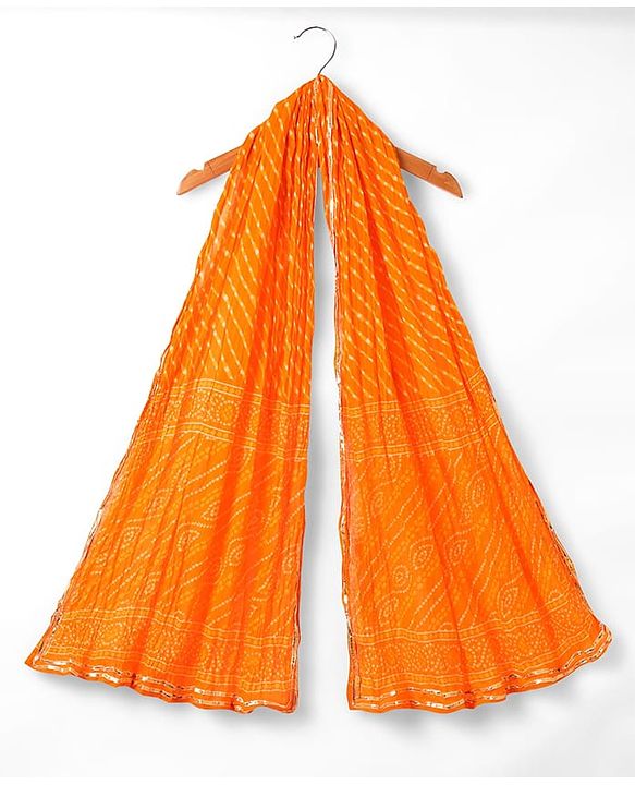 Babyhug Cotton Woven Sleeveless Choli Lehenga and Dupatta Set with Bandhani Print - Orange