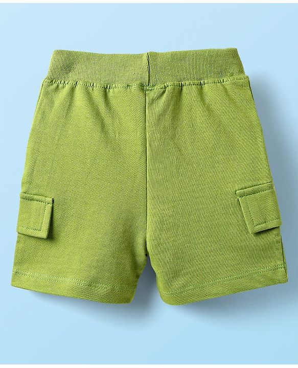 Babyhug Single Jersey Knit Half Sleeves T-Shirt & Shorts Set with Animal Print - White & Green