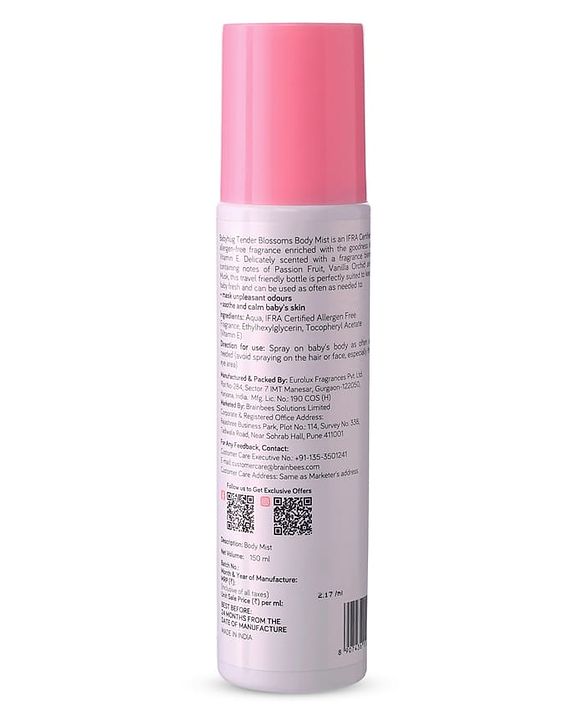 Babyhug Baby Memories Gentle Body Mist  150ml | Alcohol Free | Dermatologically Tested | Skin Friendly | Safe | Everyday Wear