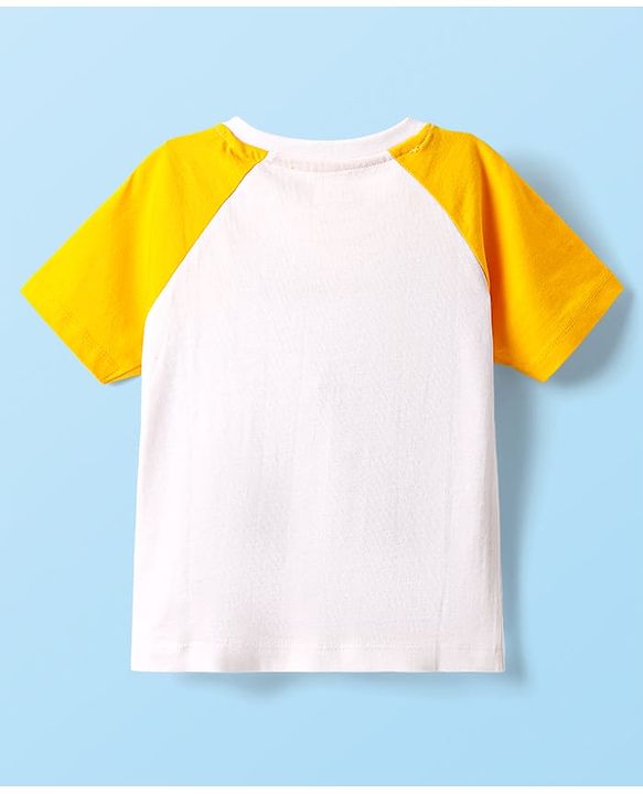 Babyhug Single Jersey Knit Half Raglan Sleeves T-Shirt & Shorts Set With Dino Print - White & Green