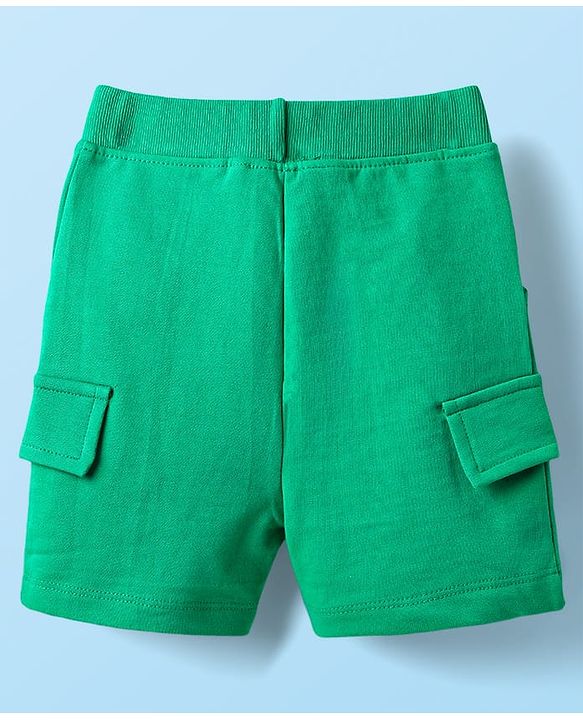 Babyhug Single Jersey Knit Half Raglan Sleeves T-Shirt & Shorts Set With Dino Print - White & Green