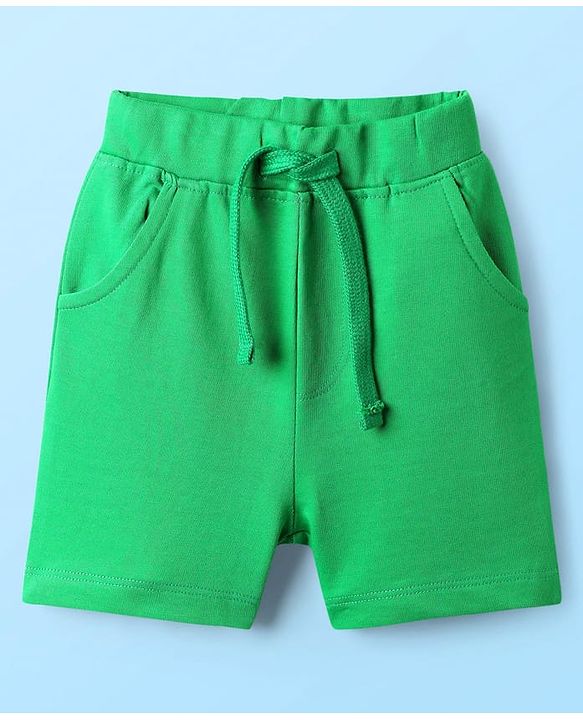 Babyhug Single Jersey Knit Sleeveless Tank T-Shirt & Shorts With Alphabet Print - Green & White