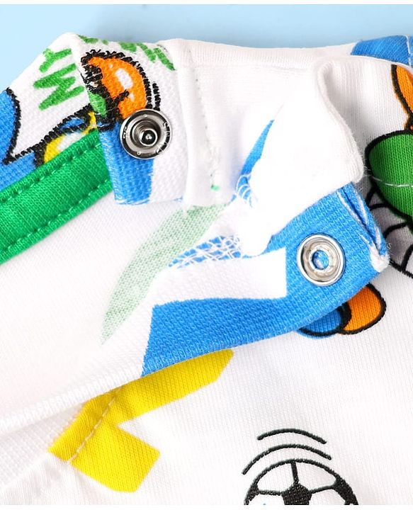 Babyhug Single Jersey Knit Sleeveless Tank T-Shirt & Shorts With Alphabet Print - Green & White