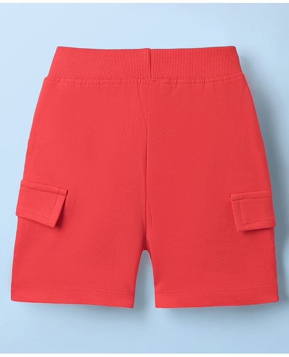 Babyhug Single Jersey Knit Half Sleeves T-Shirt & Shorts With Beach Theme Print - Red & White