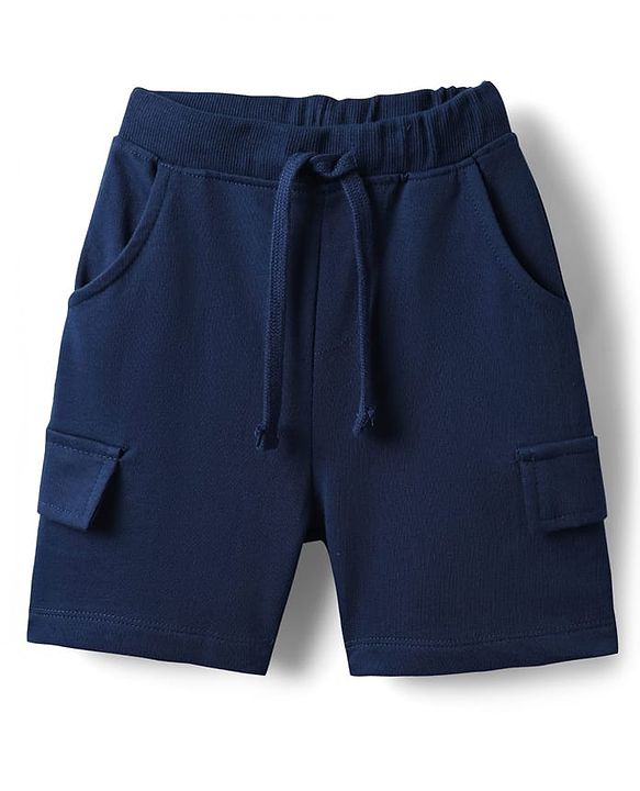 Babyhug Single Jersey Knit Half Sleeves T-Shirt & Shorts Set With Leaf Print - Blue