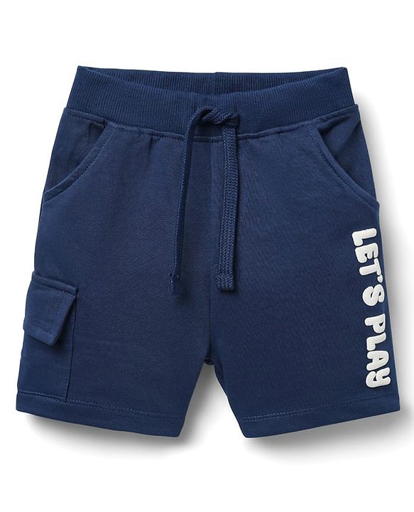 Babyhug Single Jersey Knit Half Sleeves Polo T-Shirt & Shorts Set with Text Print - Yellow & Blue