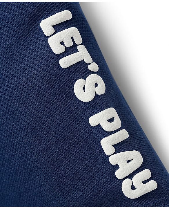 Babyhug Single Jersey Knit Half Sleeves Polo T-Shirt & Shorts Set with Text Print - Yellow & Blue