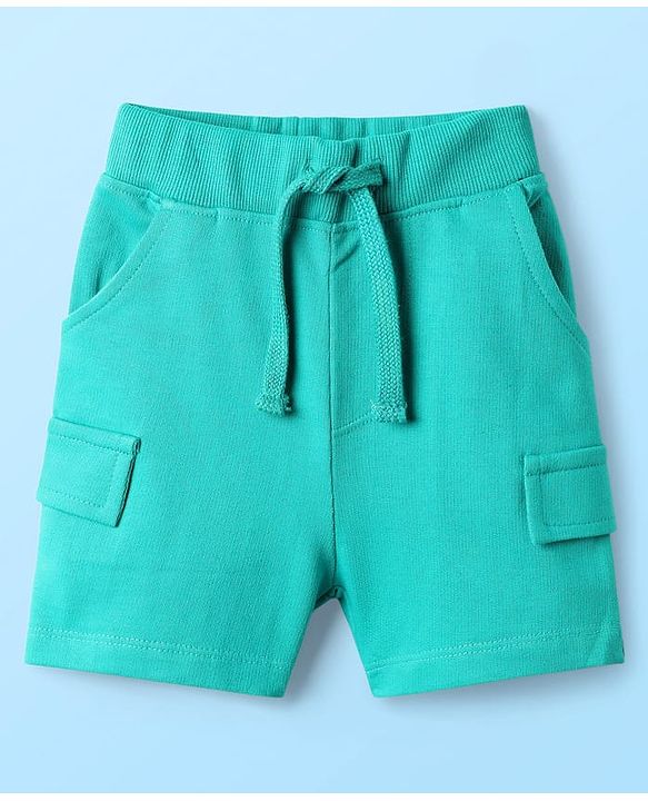 Babyhug Single Jersey Knit Sleeveless Tank T-Shirt & Shorts With Tropical Print - Aqua Blue & White