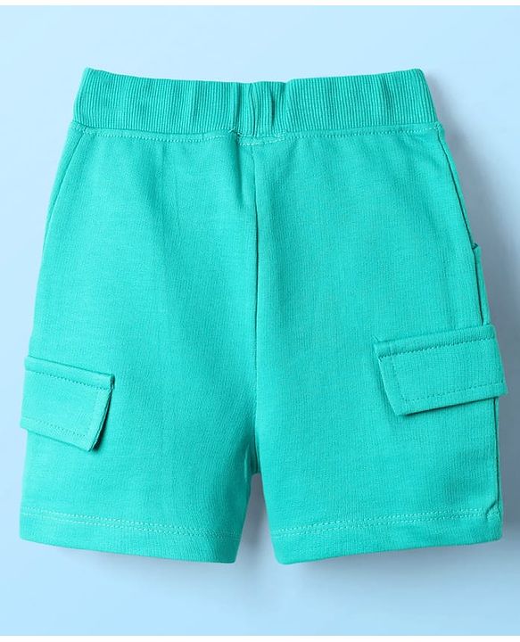 Babyhug Single Jersey Knit Sleeveless Tank T-Shirt & Shorts With Tropical Print - Aqua Blue & White
