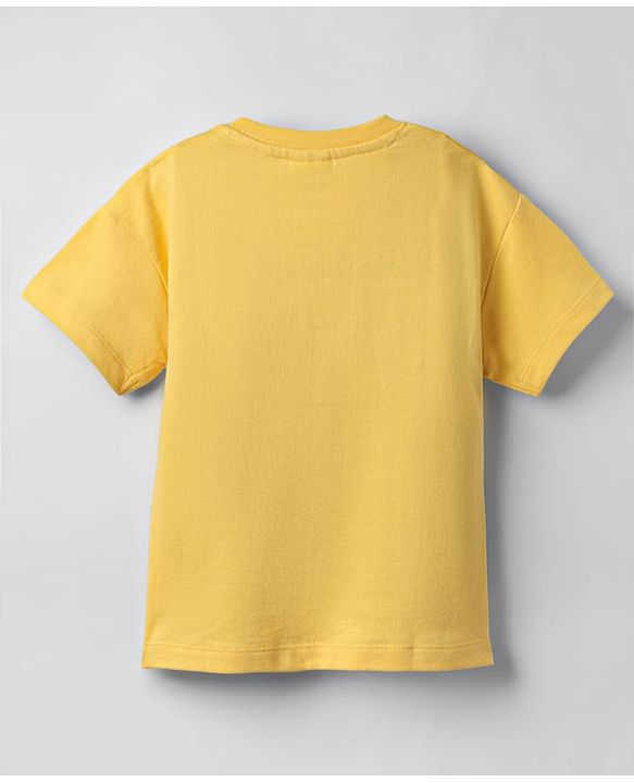 Babyhug Cotton Knit Half Sleeves T-Shirt with Cherry Print - Yellow
