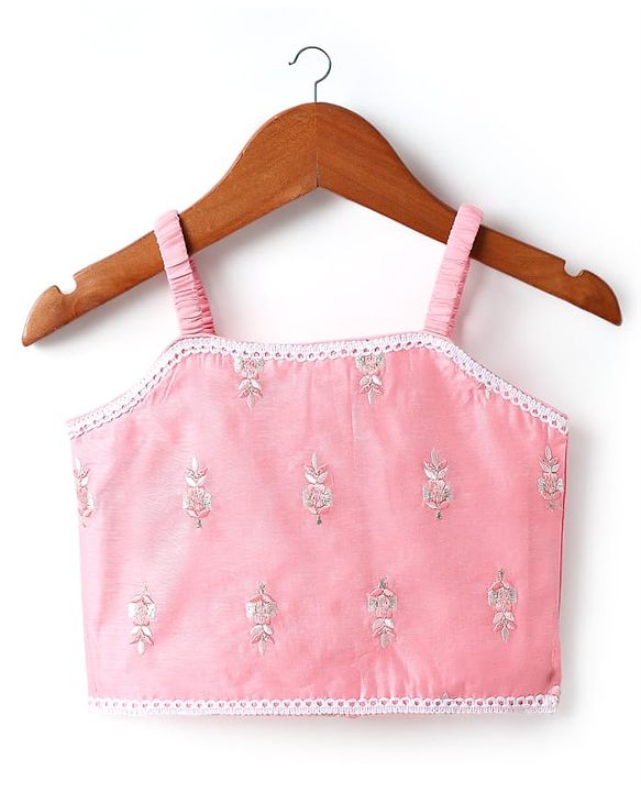 Babyhug Woven Embroidered Lehenga Choli Set With Full Sleeves Jacket - Pink
