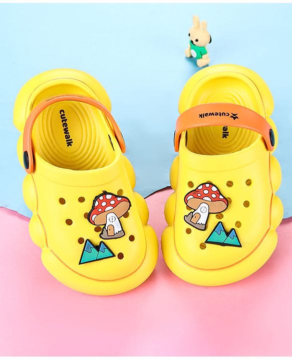 Cute Walk by Babyhug Clogs with Backstrap & Applique - Yellow