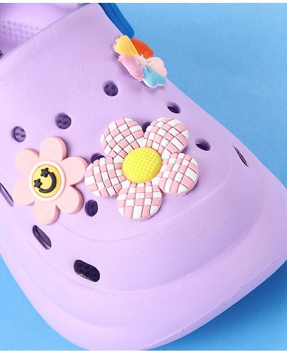 Cute Walk by Babyhug Clogs with Back Strap & Floral Applique - Purple