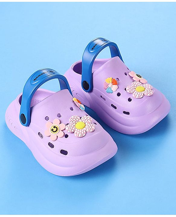 Cute Walk by Babyhug Clogs with Back Strap & Floral Applique - Purple