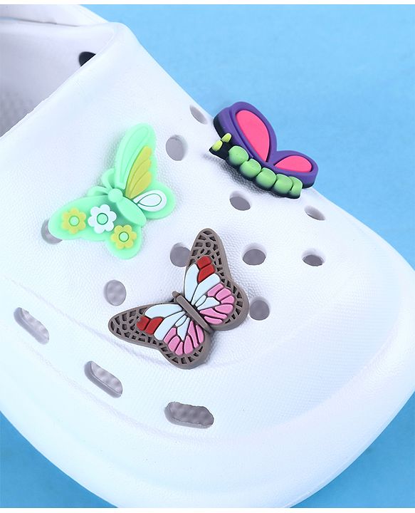 Cute Walk by Babyhug Clogs with Backstrap with Butterfly Appliques - Whiite