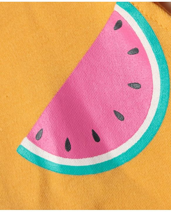 Babyhug 100% Cotton Knit Frill Sleeves Front Open jhablas with Tropical Theme & Polka Dots Print Pack of 3 - Pink Yellow & White