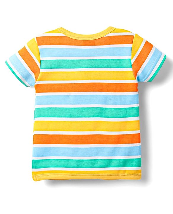 Babyhug 100% Cotton Knit Half Sleeves Striped & Animal Printed Front Open jhablas Pack of 3 - Yellow & White