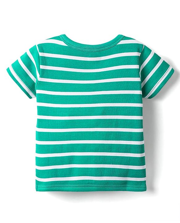 Babyhug 100% Cotton Front Open Half Sleeves Striped & Animal Printed Jhablas Pack Of 3 - Red Green & Light Blue