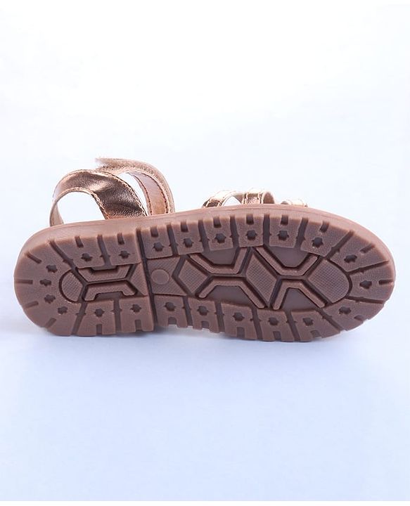 Cute Walk by Babyhug Velcro Closure Sandals with Floral Applique - Rose Gold