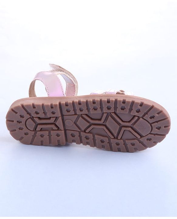 Cute Walk by Babyhug Velcro Closure Sandals with Floral Applique - Rose Gold