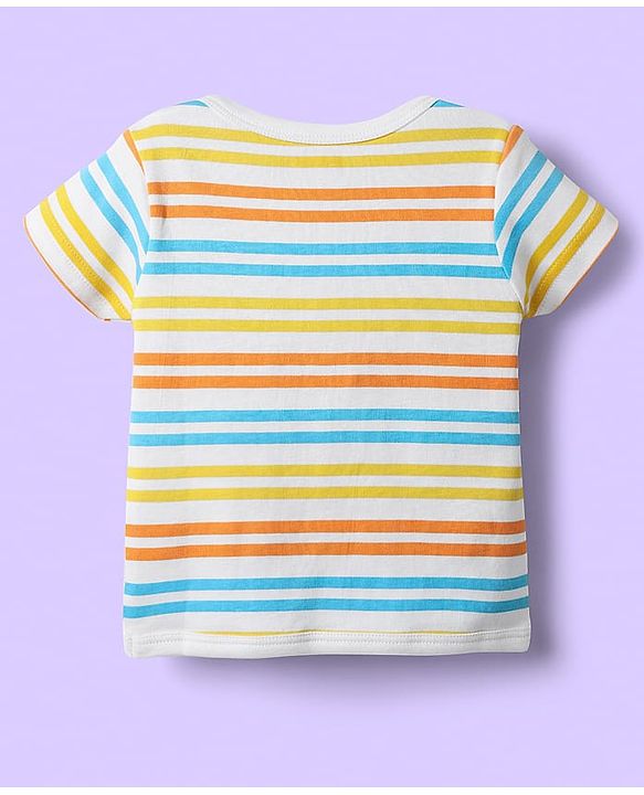 Babyhug 100% Cotton Front Open Half Sleeves Striped & Nature Printed Jhablas Pack Of 3 - Yellow Green & Light Blue